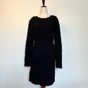 Versona Black long sleeve bubble knit midi dress size small